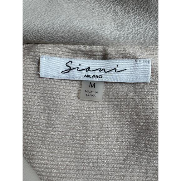 Sioni Milano Beige Long Sleeve Women's Knit Sweater Size M Quarter Zip Pullover - Picture 4 of 7